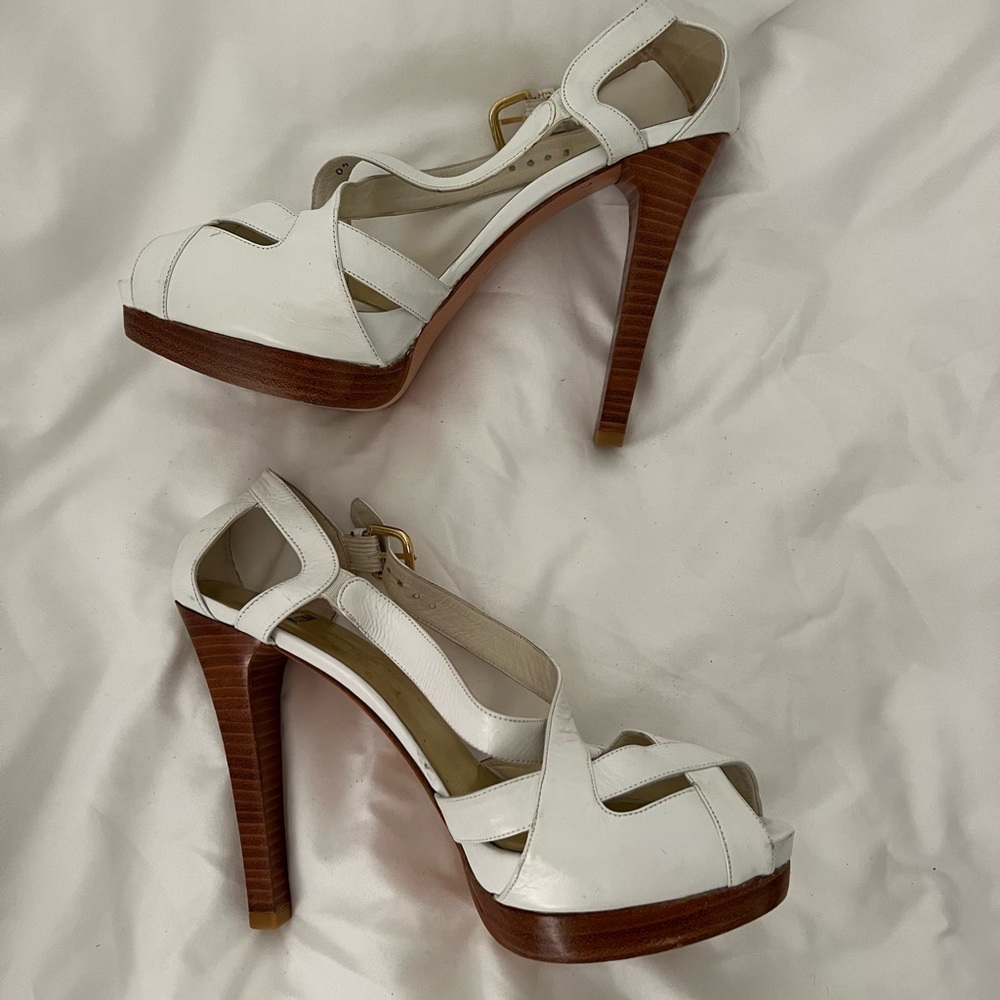 Stuart Weitzman White Heeled Sandals